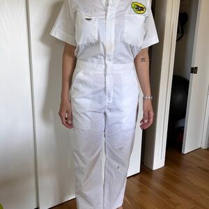 White Jumpsuit with vintage Patch